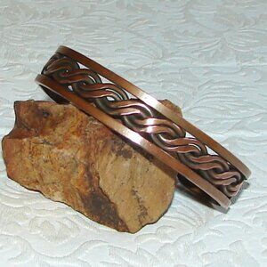 Vintage Unisex Solid Copper Twisted Rope/Braided Cuff BRACELET, Unmarked F02